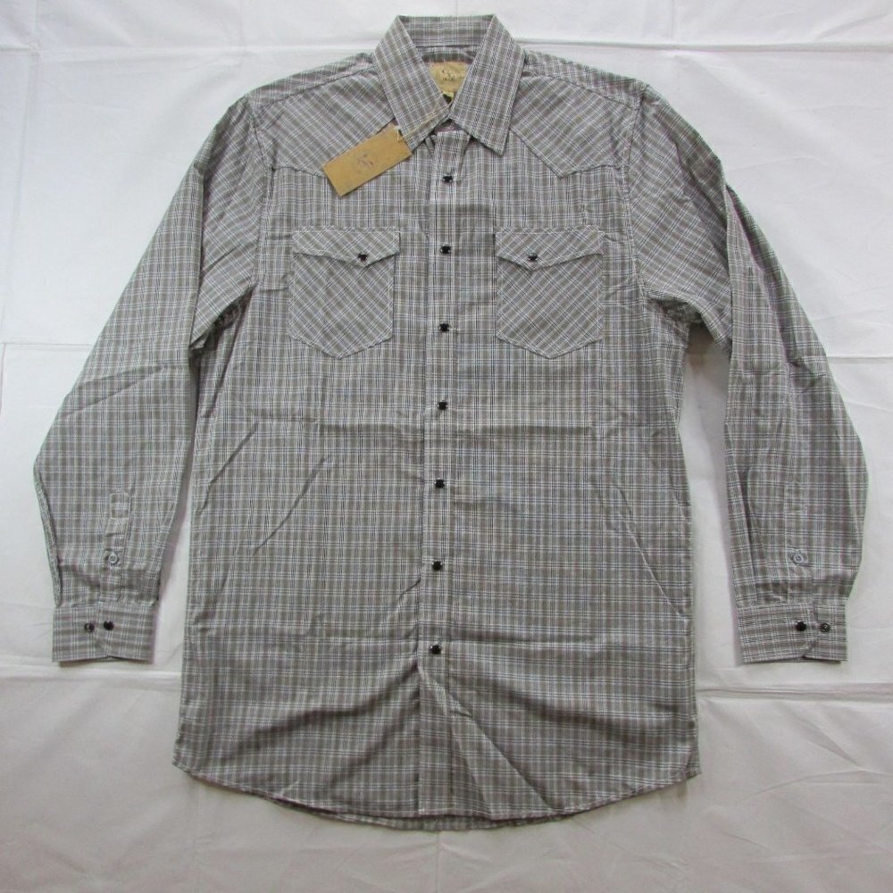 Gunnison Creek Men's XLT Long Sleeve Plaid Snap Western Shirt Tan/Black